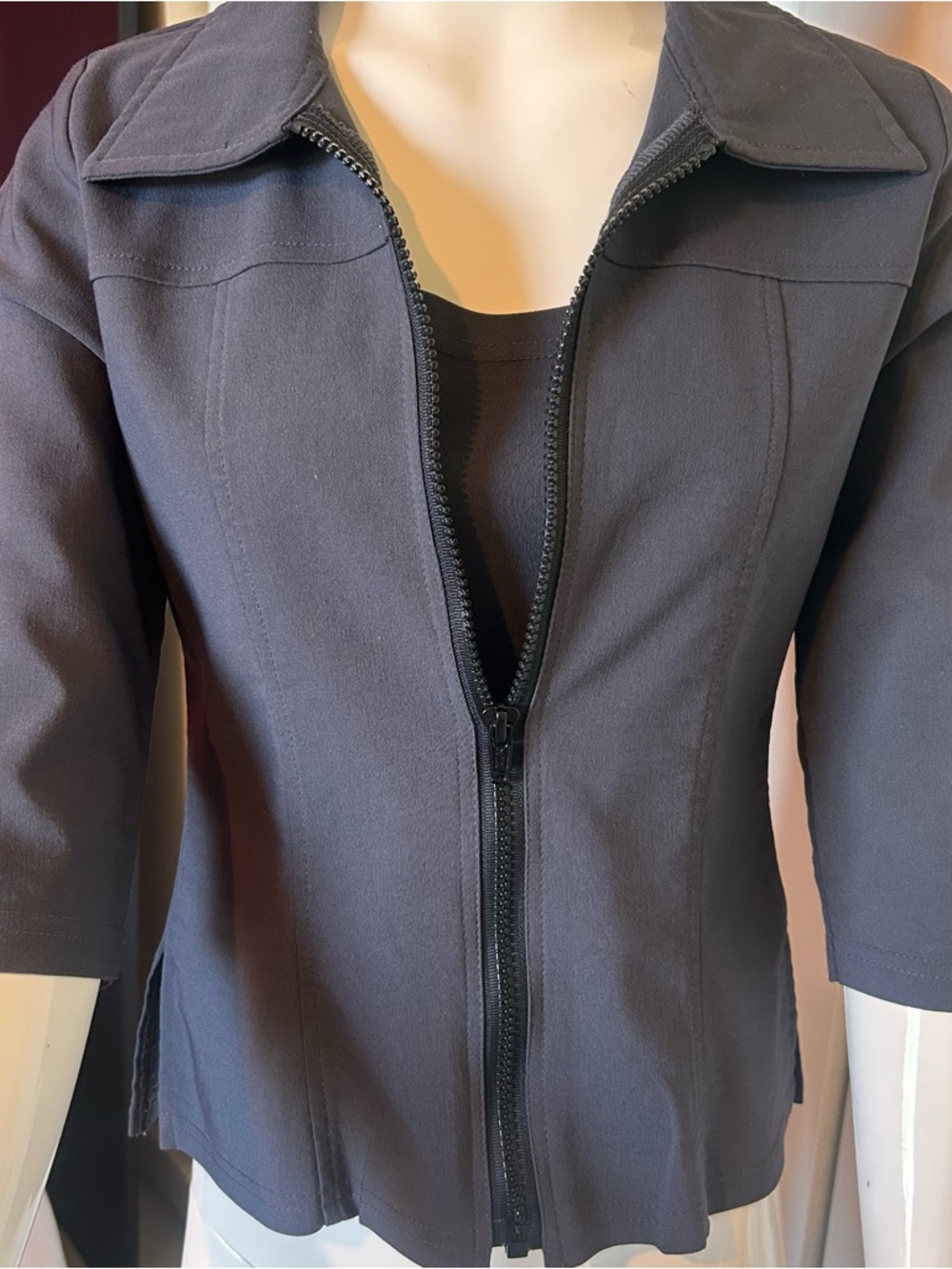 D&G Dolce & Gabbana Vintage Zip Front Top Fitted Stretch Y2K Minimalist - Picture 3 of 6